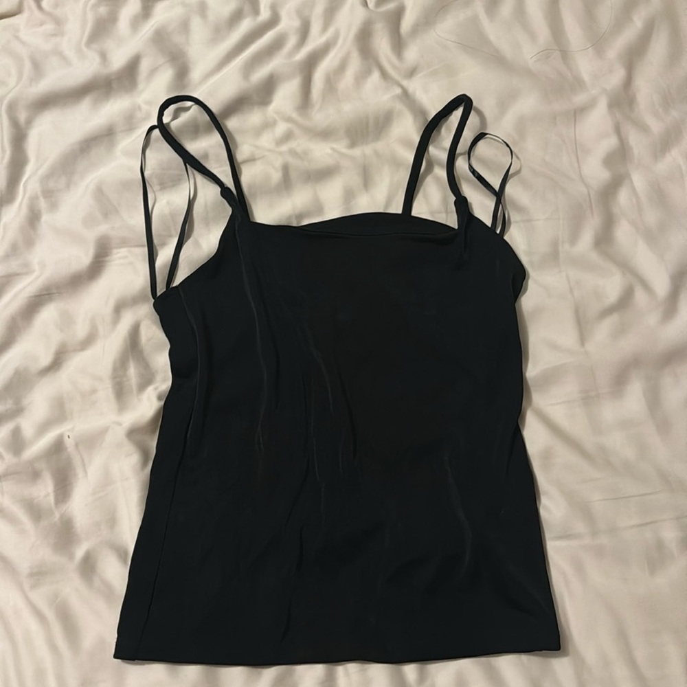 Square neck plain black tank